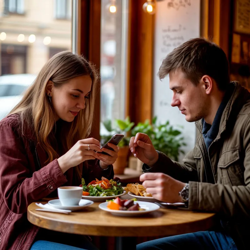 Пара на обеде в ресторане